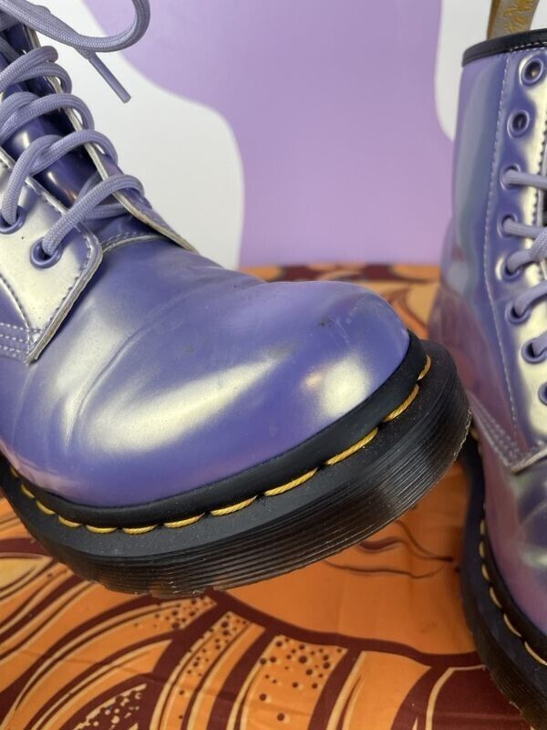 Dr Martens Pastel Purple Combat Boots Women's 6 Metallic
