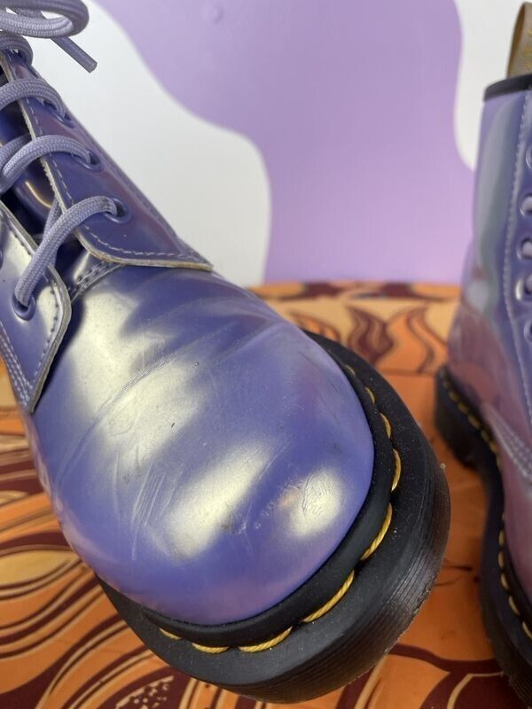 Dr Martens Pastel Purple Combat Boots Women's 6 Metallic