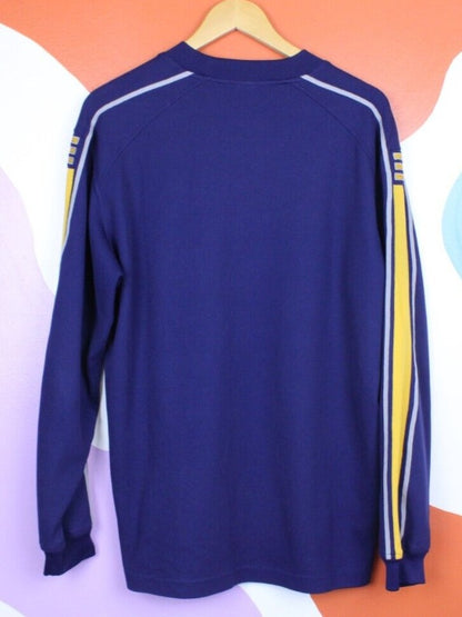 Adidas Sweater Men's Large Long Sleeve Blue Stitched Knit Y2K 2000s