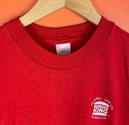 80s Burger King Tee Small Red Uniform Palatka Lake City Gainesville