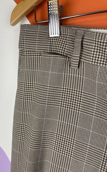 Zara Plaid Pants Mens 30x29 Regular Fit Brown Cotton Flat Front