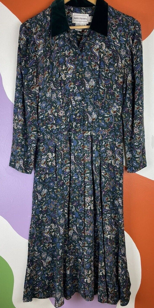 VTG Karin Stevens Cotttagecore Dress Size 10 Floral