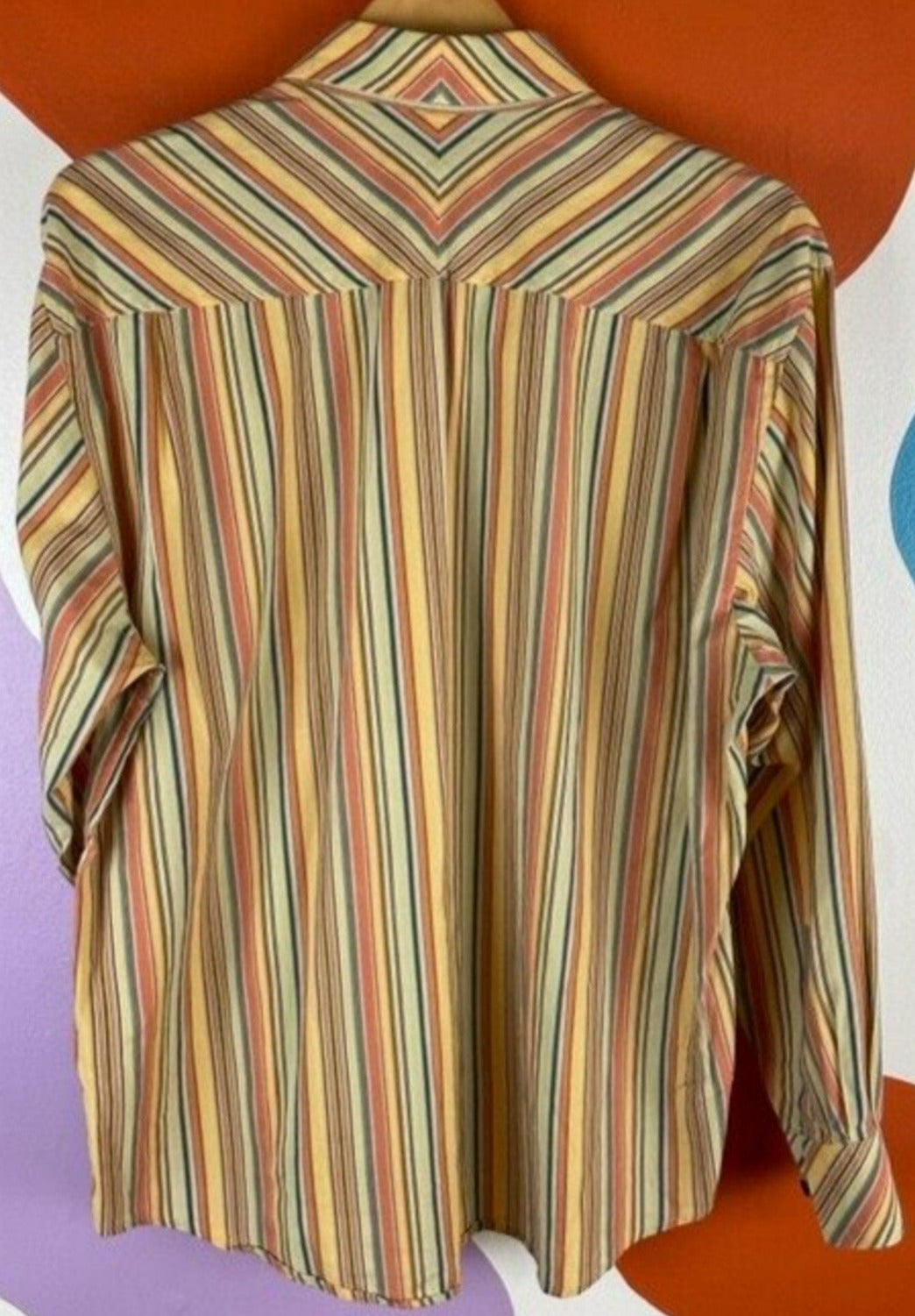 6A Axis Button Up Women's Medium Retro Vertical Stripe