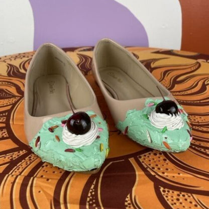 Ice Cream Ballet Flats Women's 7 Slip On