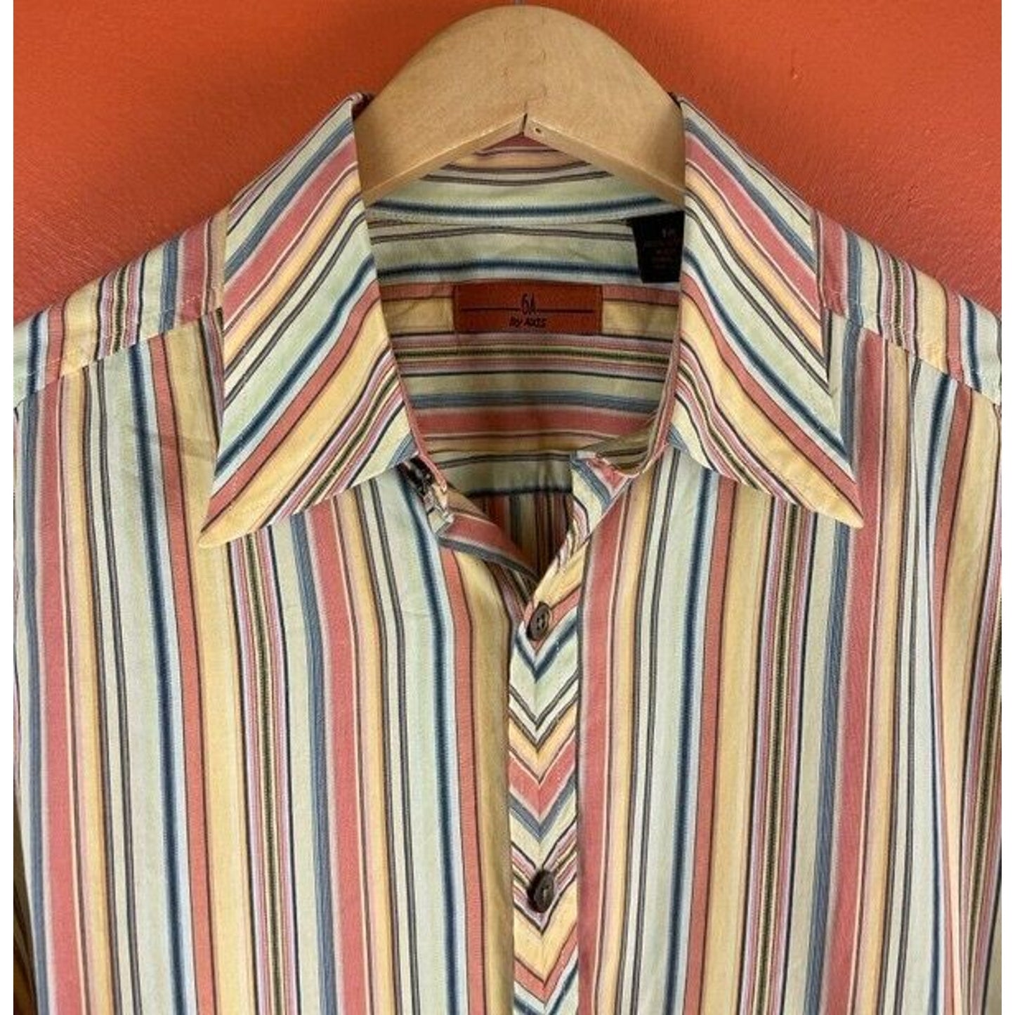 6A Axis Button Up Women's Medium Retro Vertical Stripe